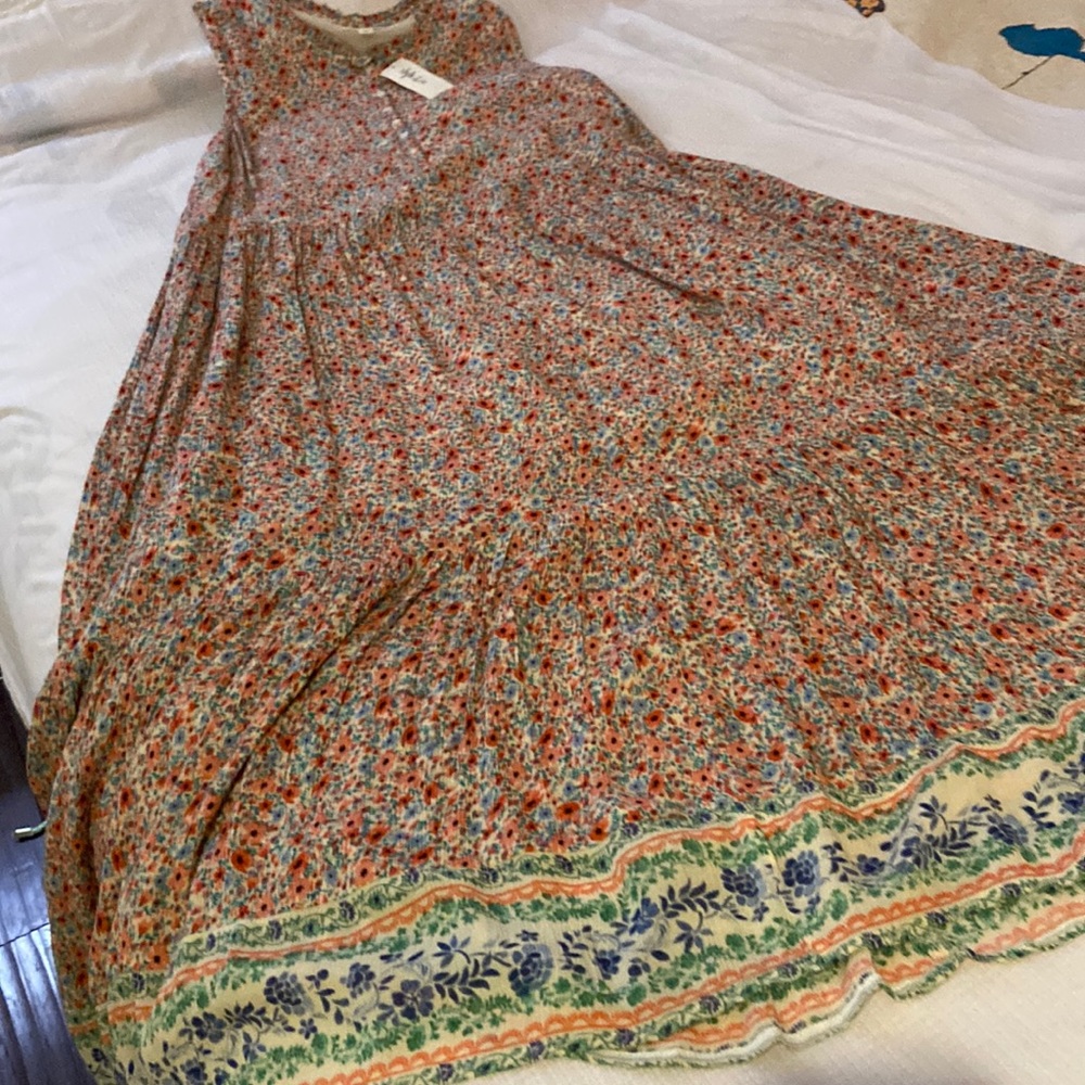 Style & Co. Floral Maxi Dress in Coral, Blue & Green